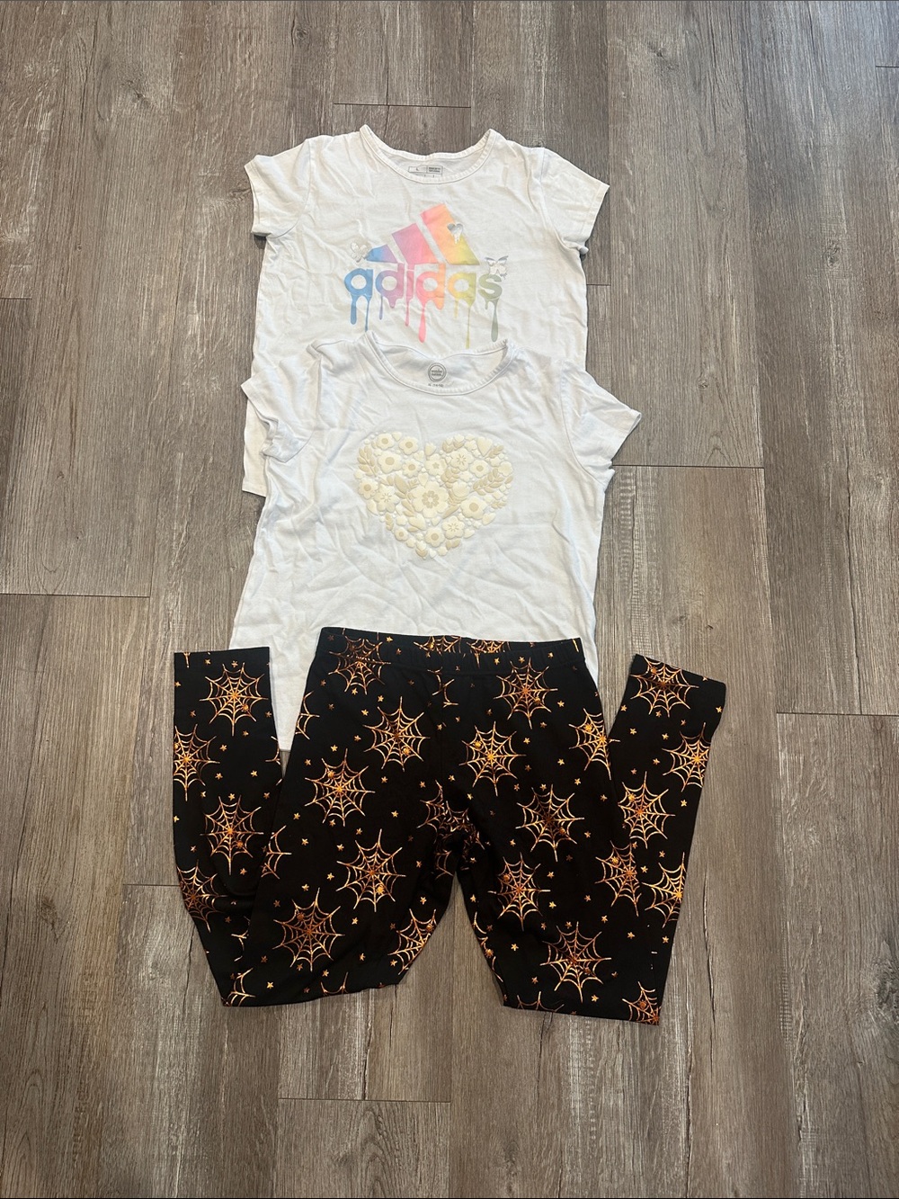 adidas Top, Wonder Nation Top, WN Black and Metallic Orange Leggings
